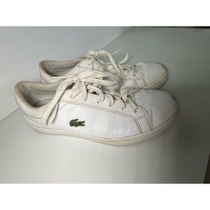 Lacoste Sneakers Womens Youth Size 6.5 White Green Low Top Classic Sporty